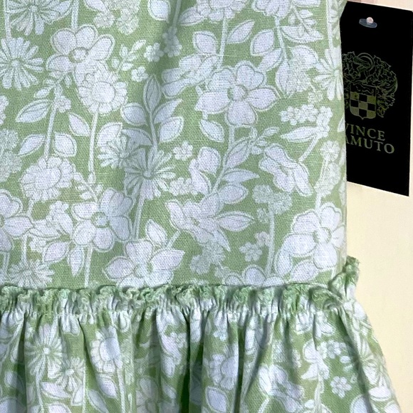VINCE CAMUTO’S Beautiful Green Floral Peplum Top W/Ruffled Straps Girls Size 10 - Picture 4 of 4